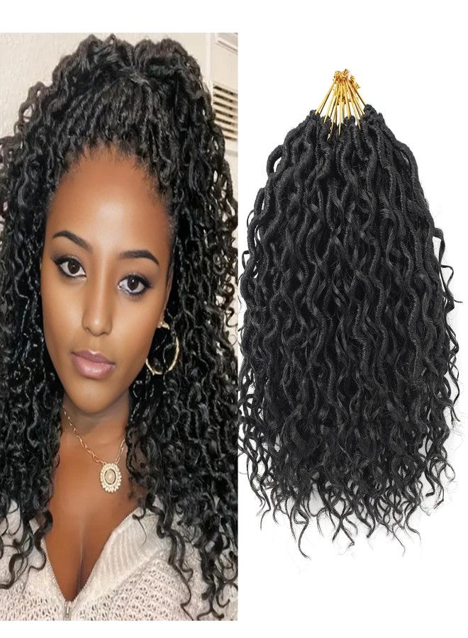 وصلات شعر كروشيه قصيرة من نوع Goddess Locs بطول 10 بوصات، بتصميم ريفر لوكس بوهيمي هيبي مموج مع شعر مجعد في المنتصف والأطراف (7 عبوات، 10 بوصات، 1B) - Image 1